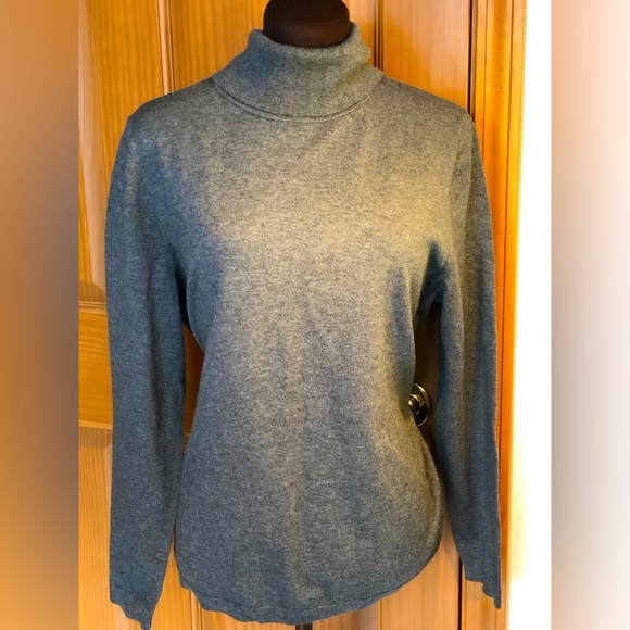 NWOT TALBOTS sXL gray turtleneck sweater Cotton/modal bld feels silky on skin! - Picture 1 of 4